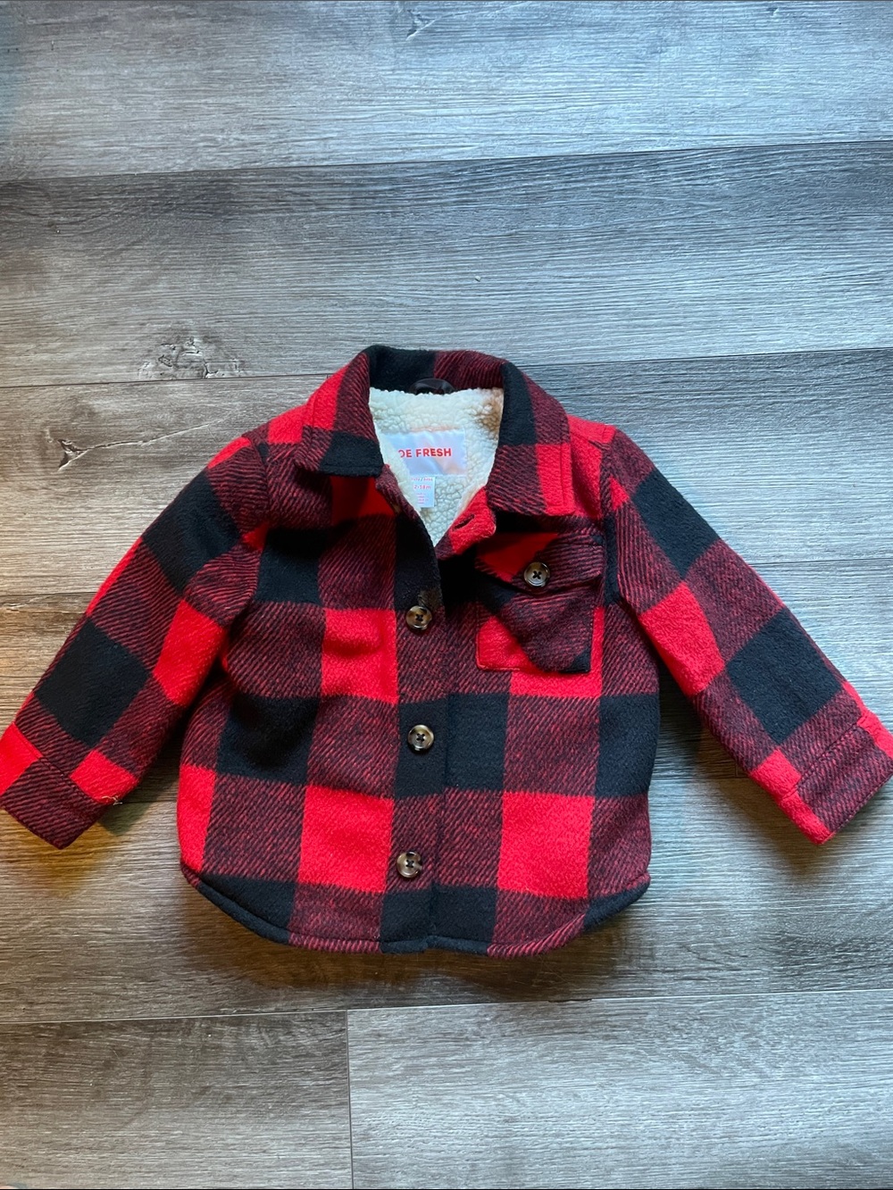 Joe Fresh Red and Black Buffalo Plaid Button-Front toddler flannel